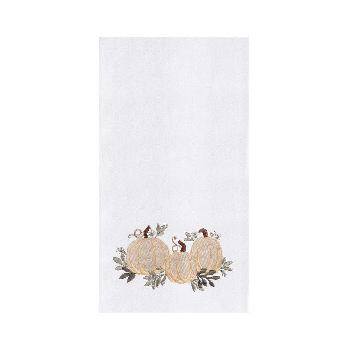 White Pumpkin Trio Embroidered Flour Sack Kitchen Towel