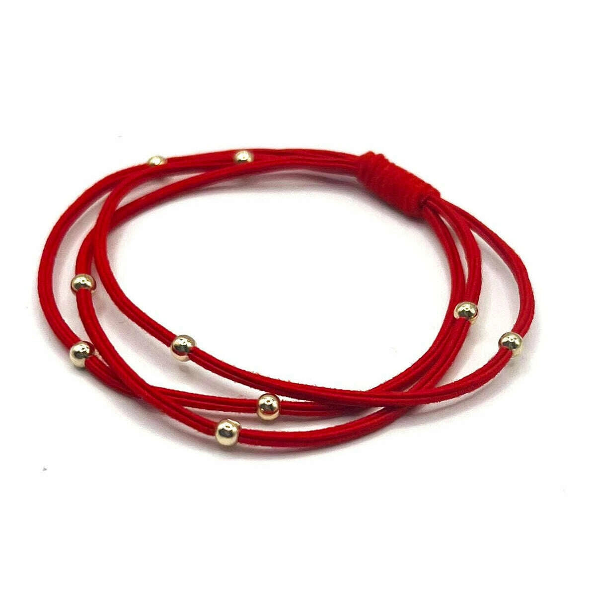 Single Water Pony 3mm Gold Waterproof Hair Band in Red