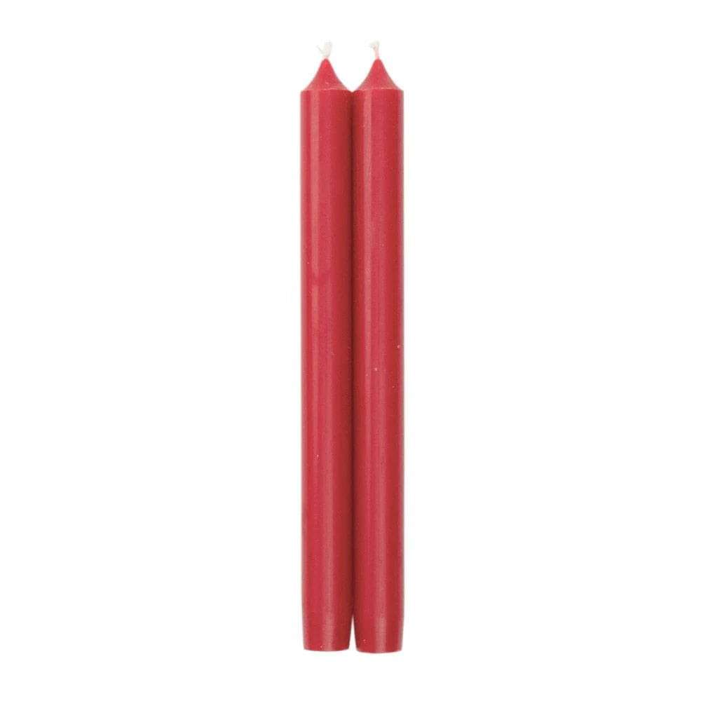 Red 10" Crown Taper Candle Set of 2