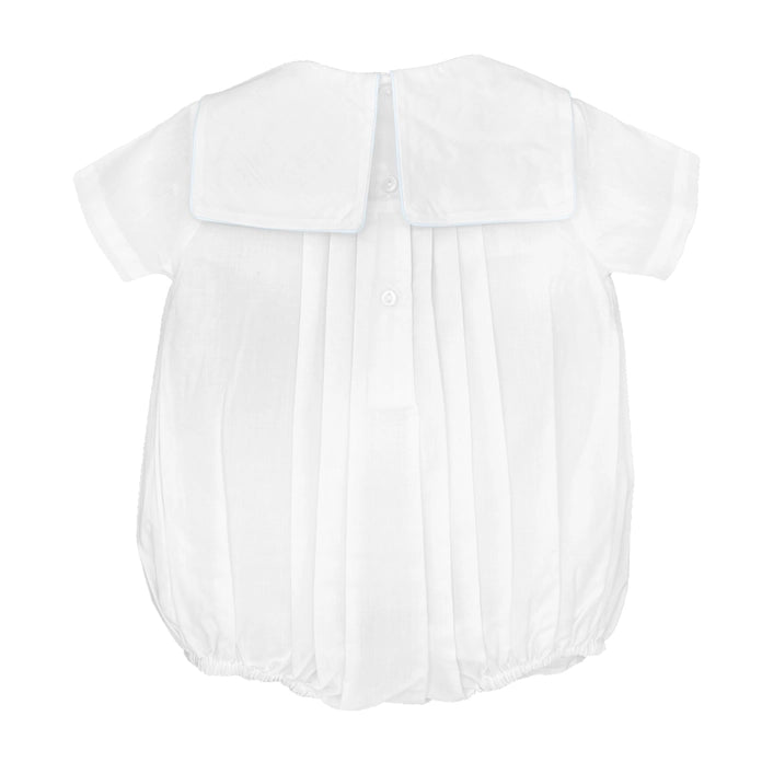 White Train-Embroidered Romper