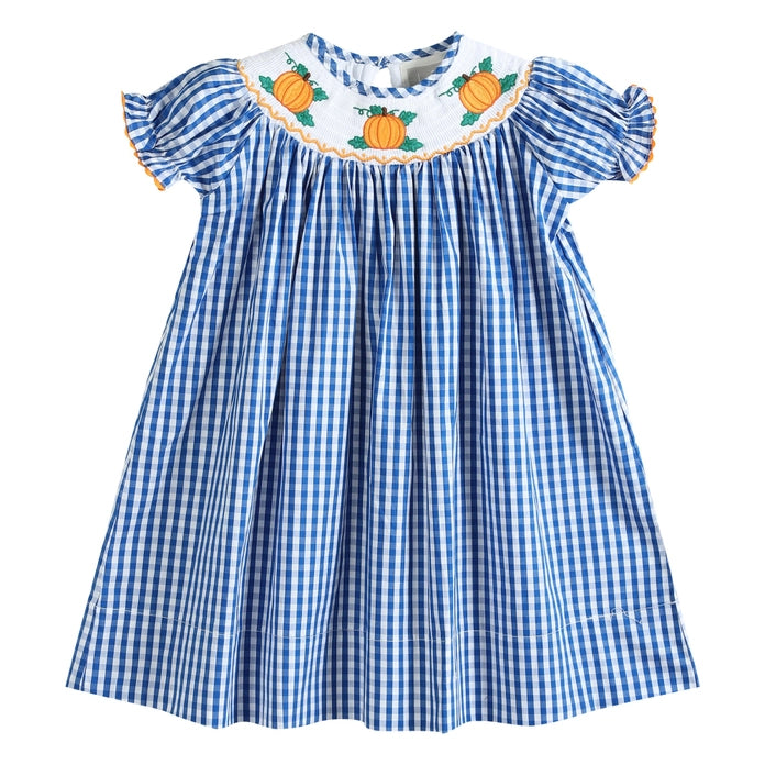 Royal Blue Gingham Pumpkin Smocked Bishop Dress – Deep South Home and Gifts Royal Blue Gingham Pumpkin Smocked Bishop Dress – Deep South Home and Gifts