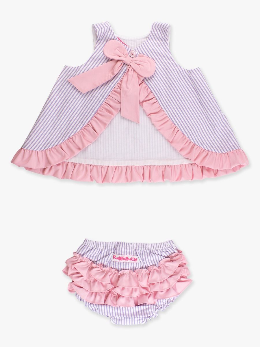 Wisteria Purple Signature Seersucker Ruffle Swing Top and Bloomer Set