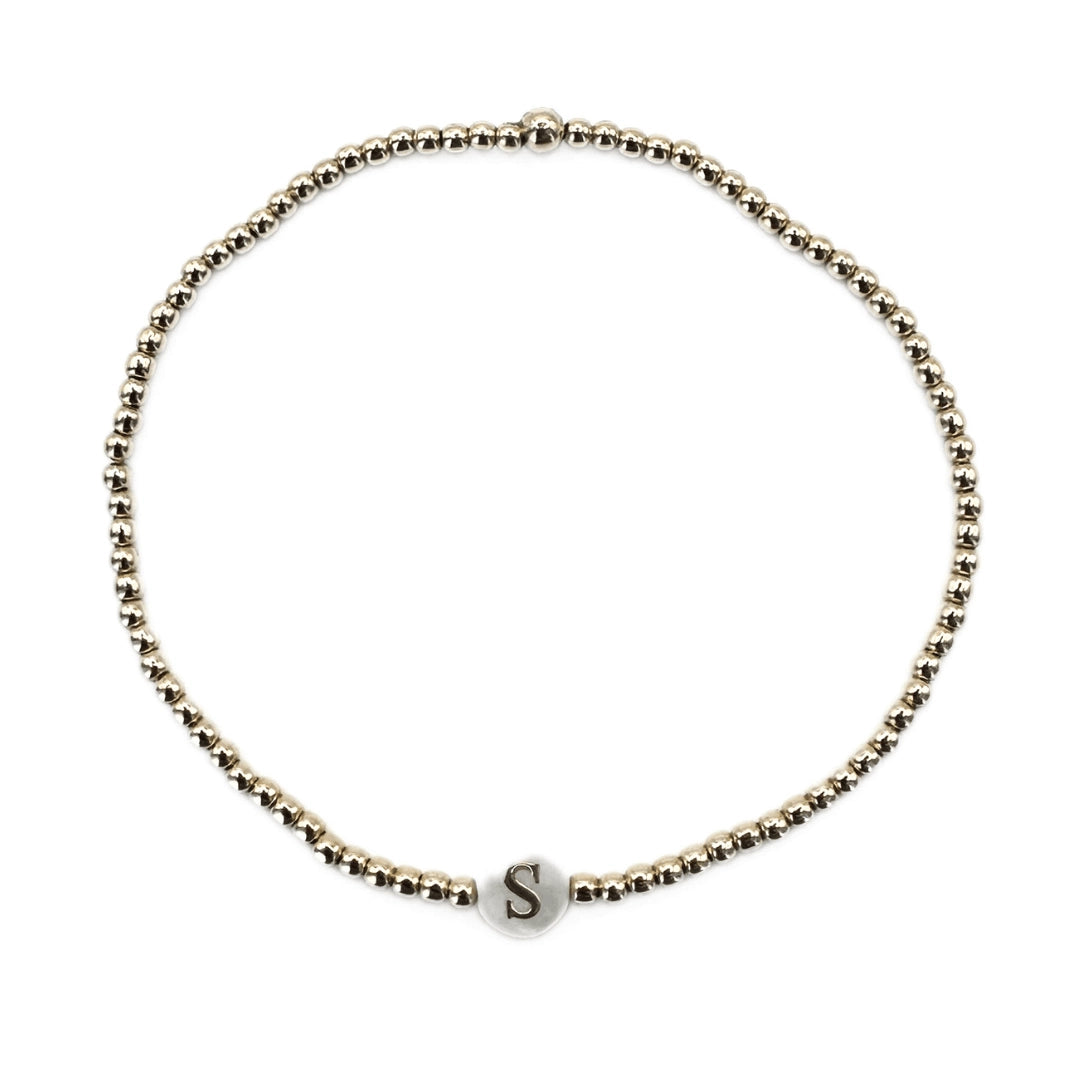 2mm Gold Filled Initial Mother of Pearl Charm Waterproof Bracelet