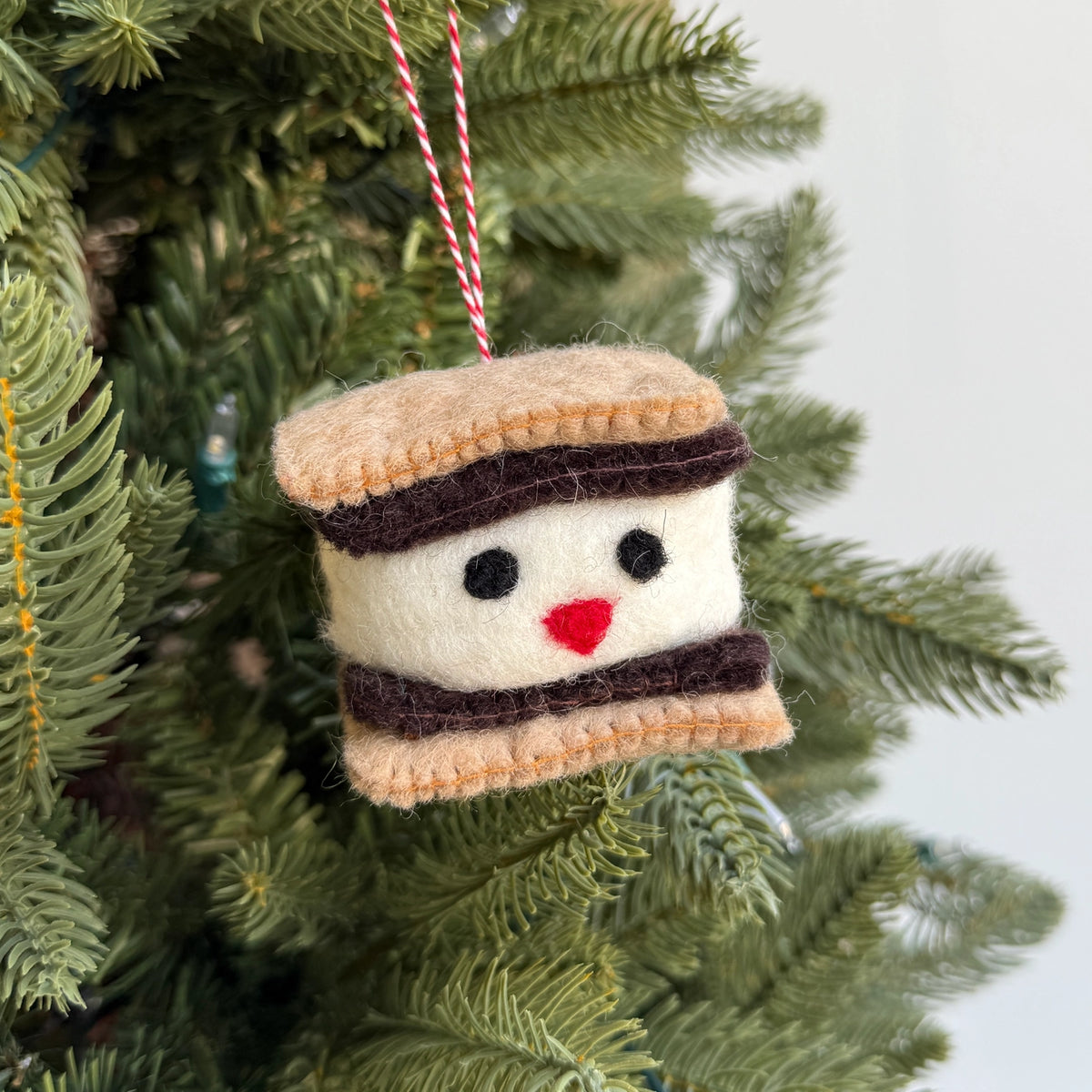 Smiling S'more Felt Wool Christmas Ornament