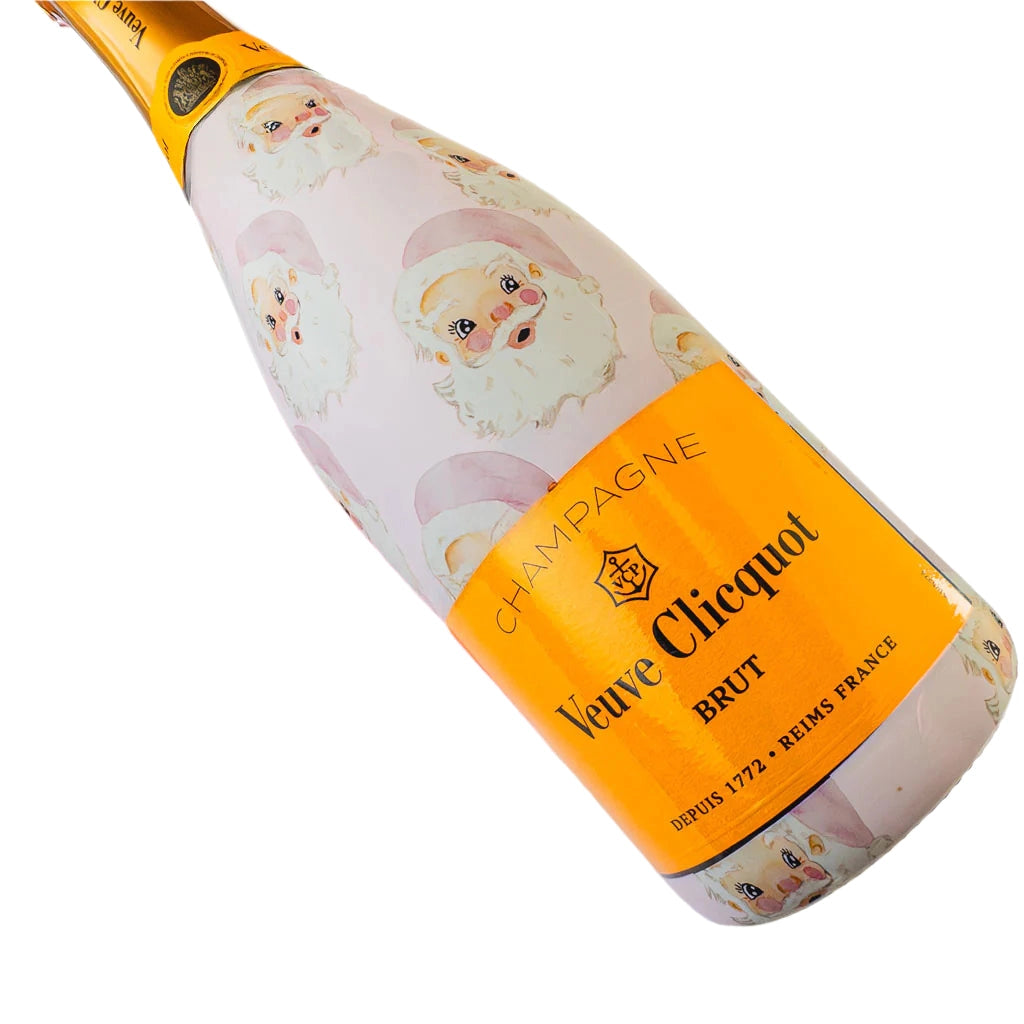 Beau Bottles Champagne Wrap – Limited Edition Watercolor Pink Santa