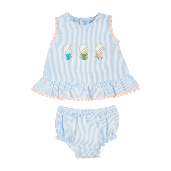Seersucker Golf Baby Pinafore