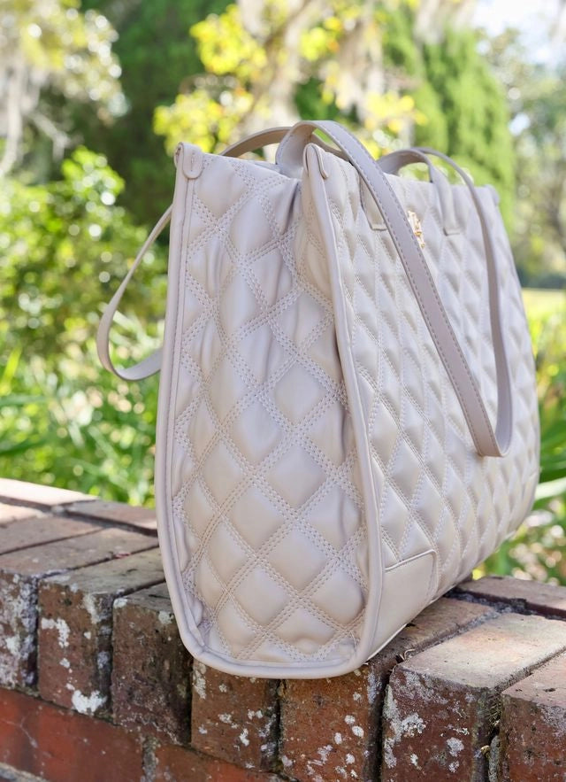 Caroline Hill Shane Tote Nude Quilted Dq