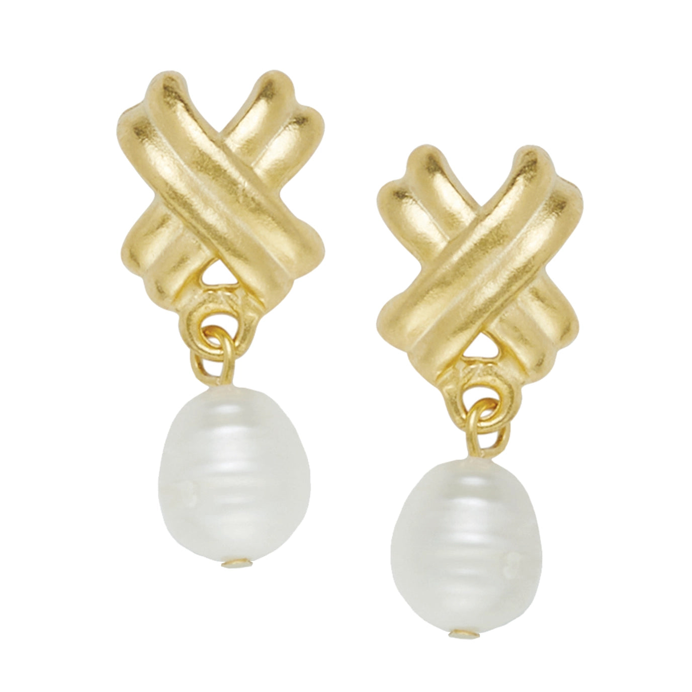 Susan Shaw Mini X Pearl Drop Studs