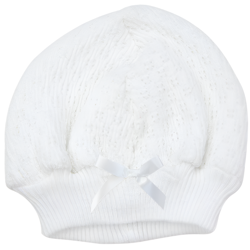 Paty Knit Beanie – White With Bow