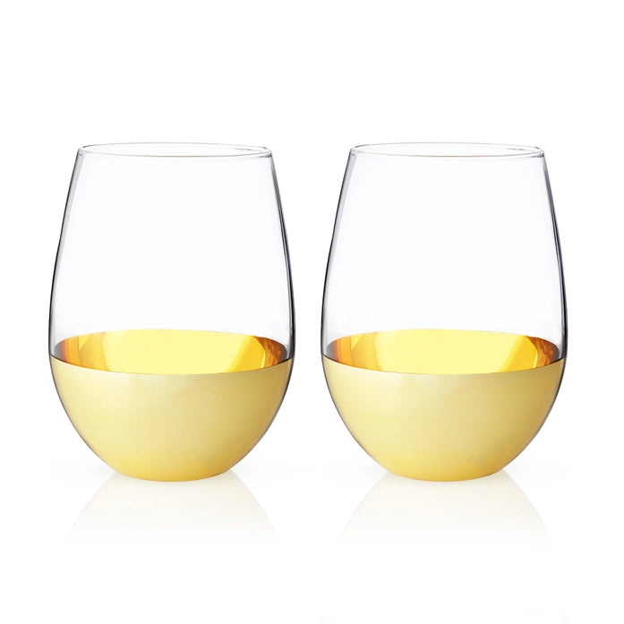 Belmont Gold-Dipped Crystal Wine Tumblers Set of 2
