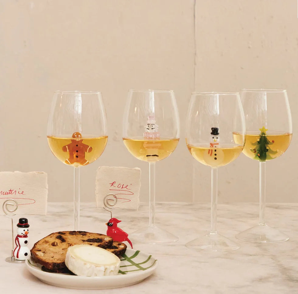 Holiday Stemmed Wine Glass With Figure