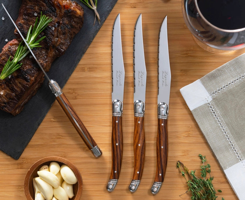French Home Laguiole Wood Grain Steak Knife Set