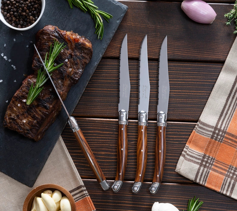 French Home Laguiole Wood Grain Steak Knife Set