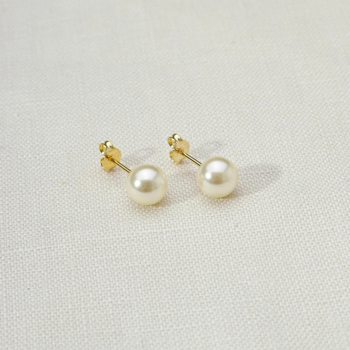 18k Gold Filled 6 mm Classic Pearl Stud