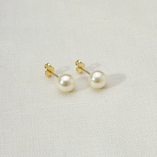 18k Gold Filled 6 mm Classic Pearl Stud