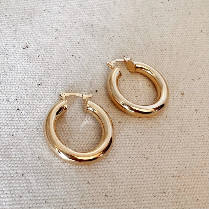 18k Gold Filled Classic 25mm Tube Hoop Earrings