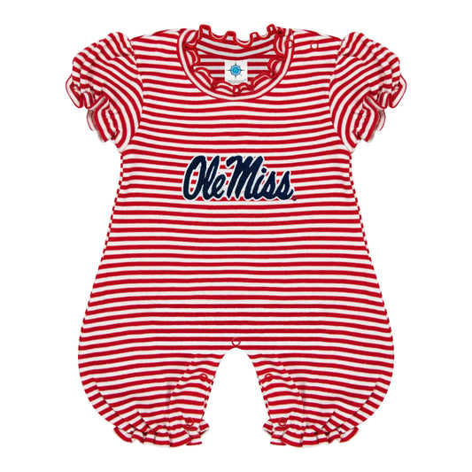 Ole Miss Rebels Infant Striped Puff Sleeve Romper