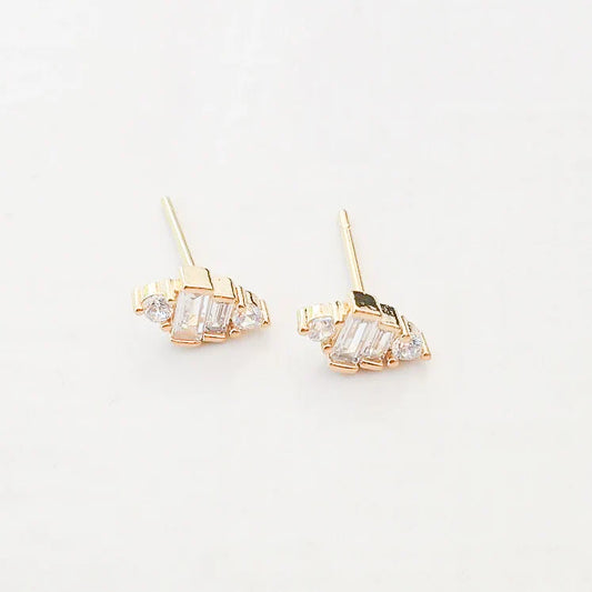 CZ Stacked Pyramid Stud Earrings