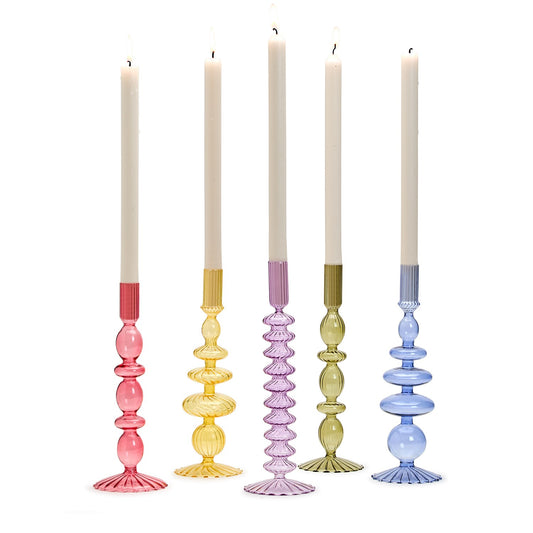 Hand Blown Glass Tapered Candleholder