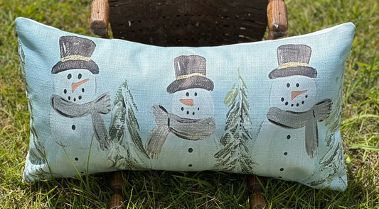 Snowman Trio Lumbar Pillow