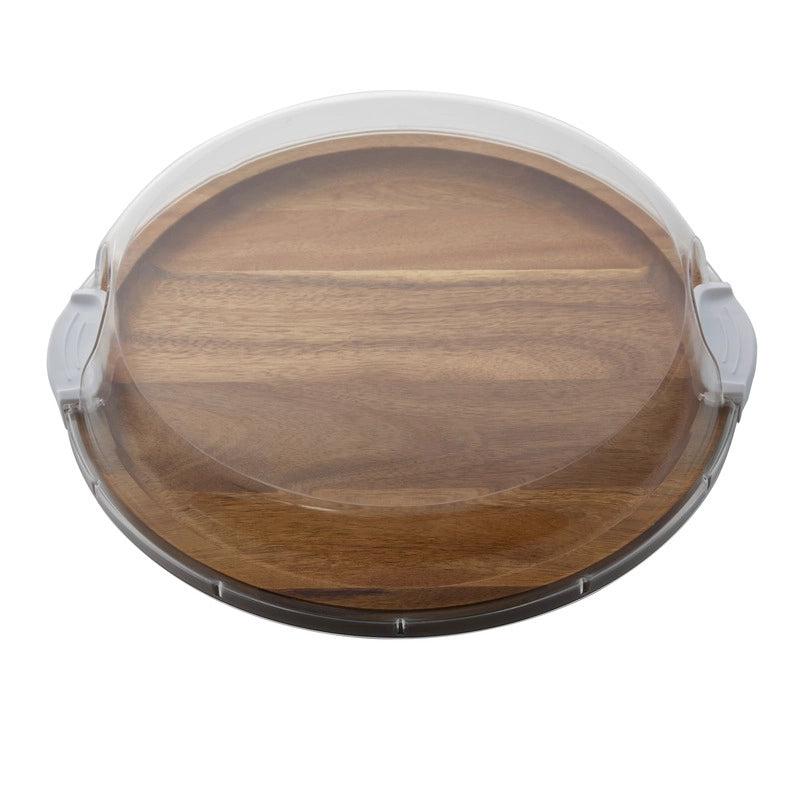 Farberware Build-A-Board Acacia Round Charcuterie Board with Locking Lid