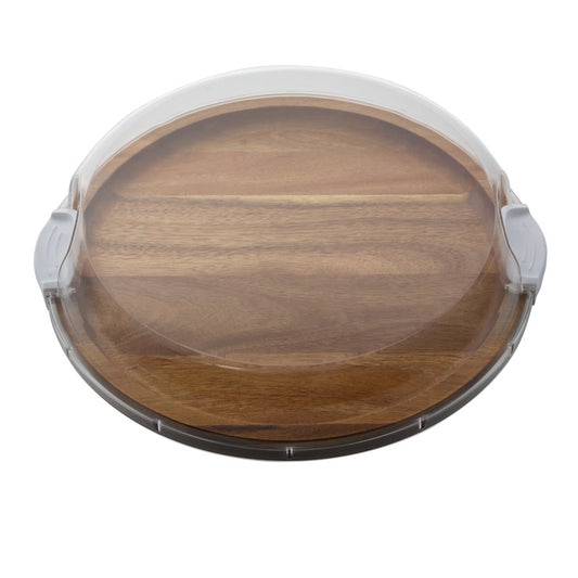 Farberware Build-A-Board Acacia Round Charcuterie Board with Locking Lid