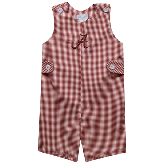 Alabama Crimson Tide Embroidered Red Gingham Boys Jon Jon