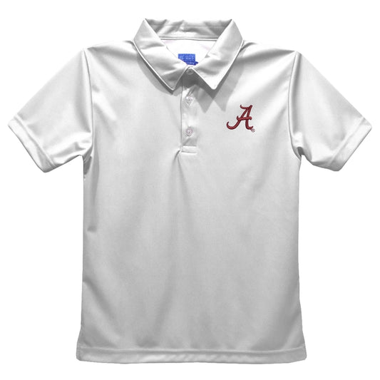 Alabama Crimson Tide Embroidered White Polo Shirt