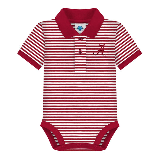Alabama Crimson Tide Striped Infant Polo Bodysuit