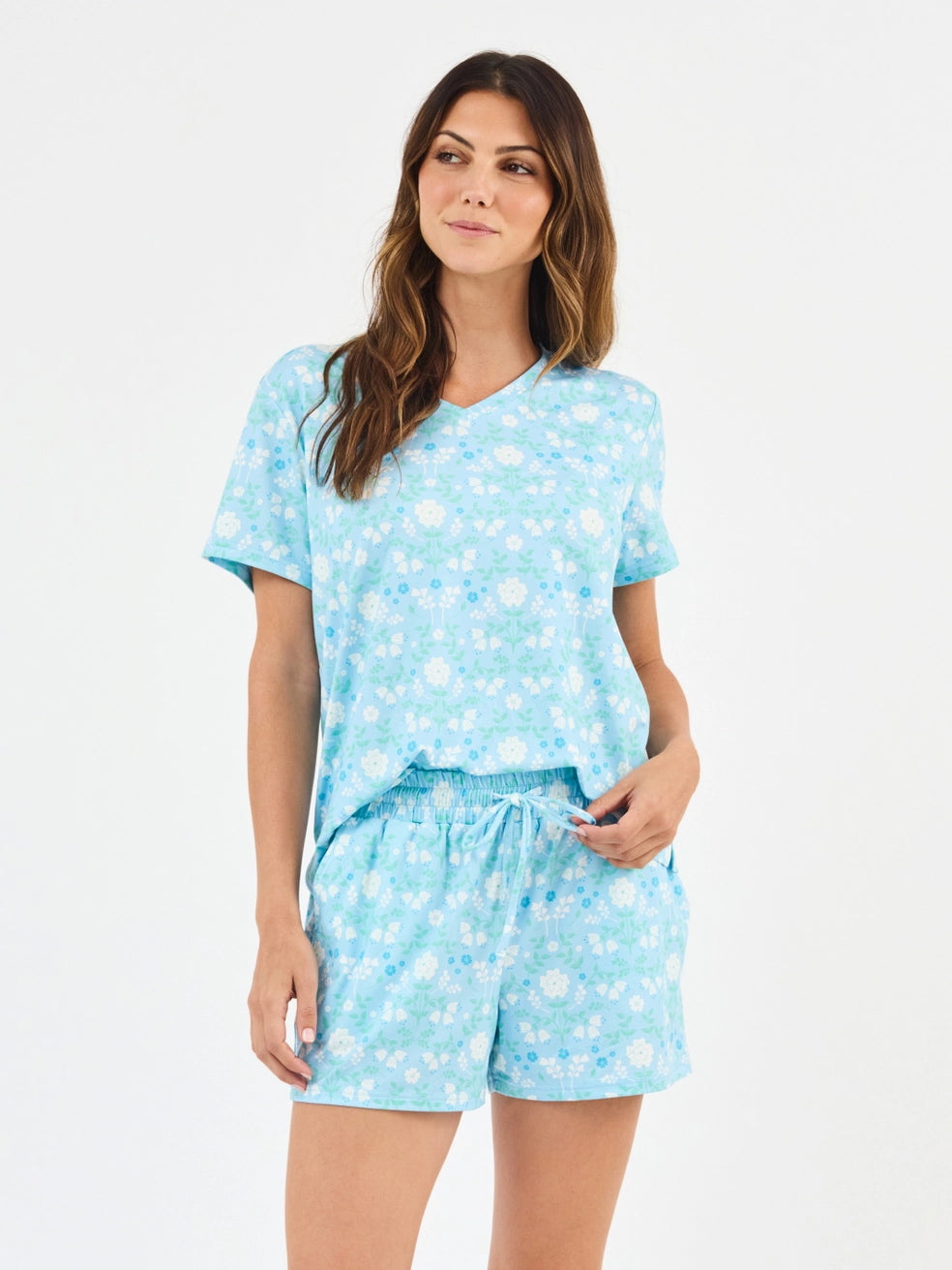 Alli Quiet Blossom Blue Pajama Shorts Set