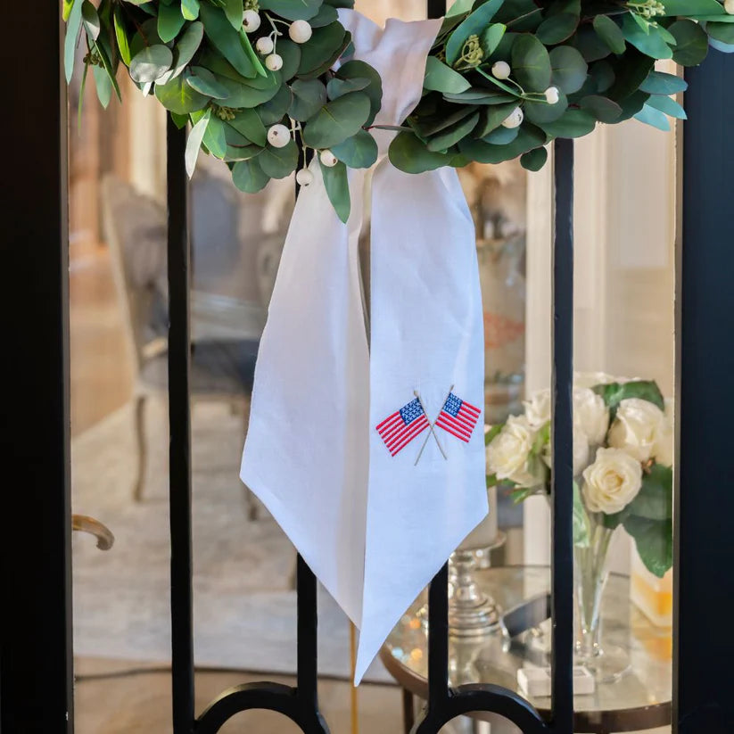 American Flags White Linen Sash