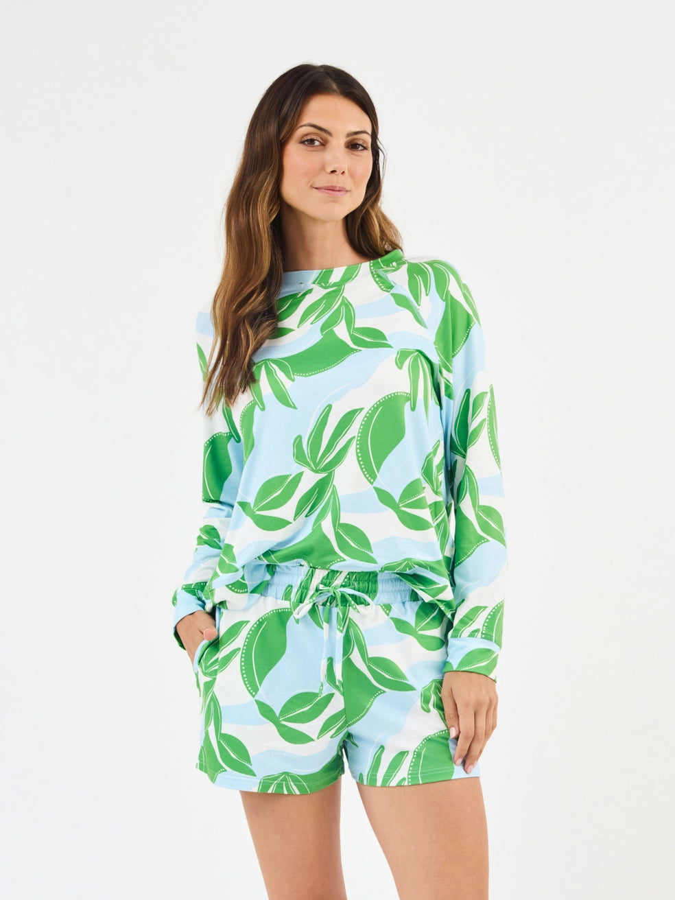 Annie In the Shade Green Pajama Shorts Set