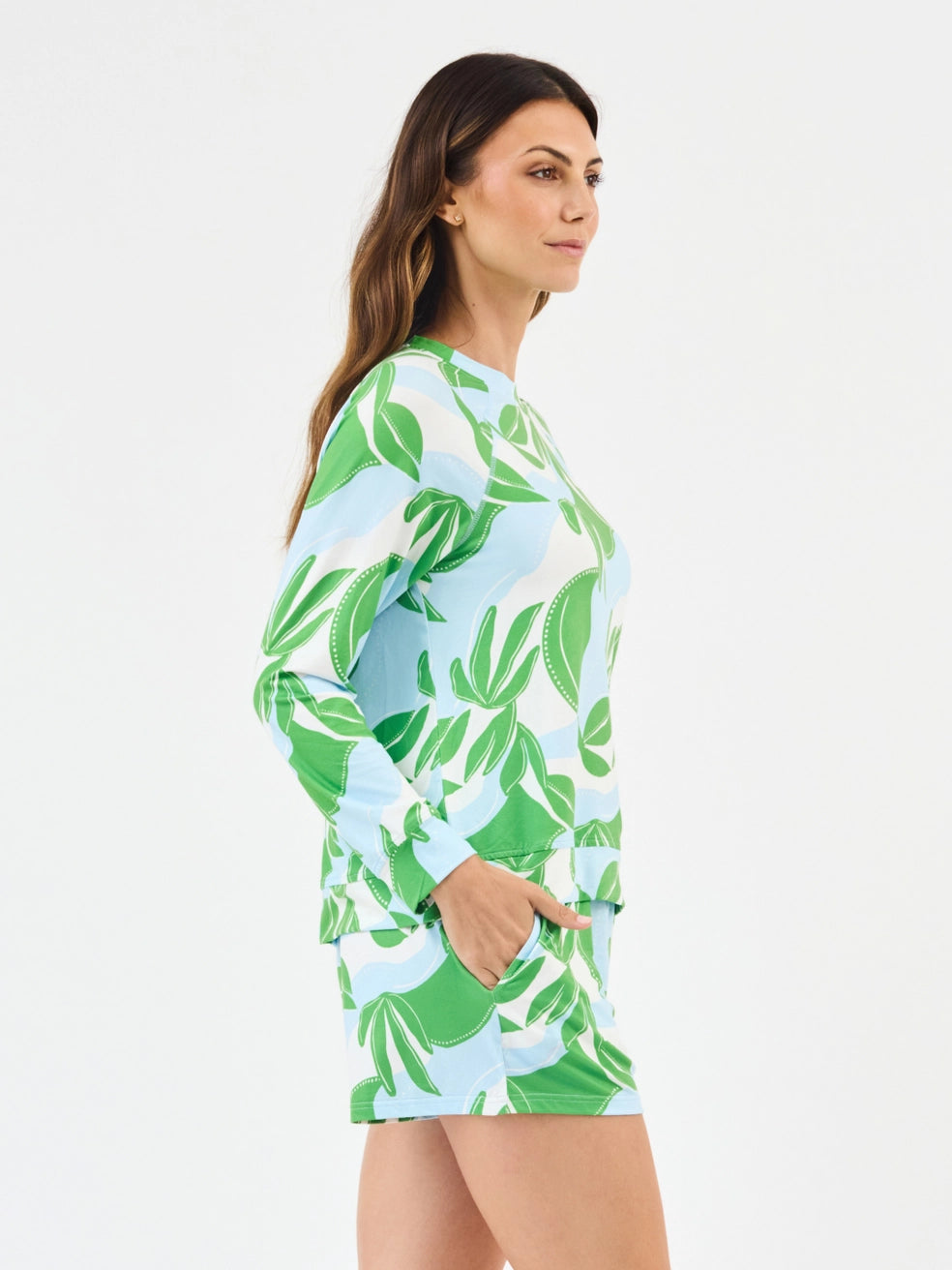 Annie In the Shade Green Pajama Shorts Set