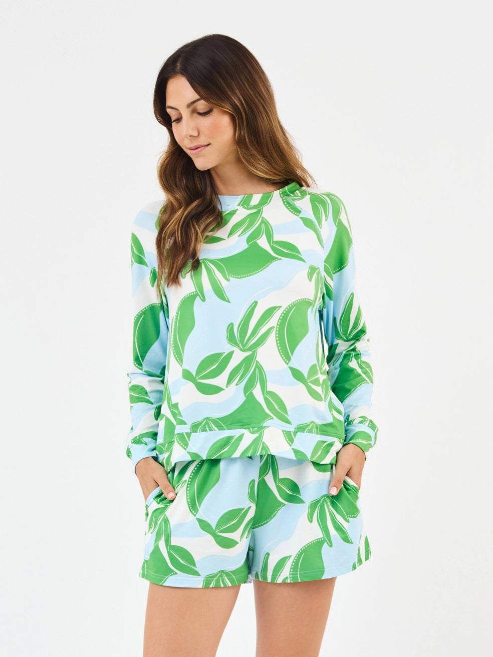 Annie In the Shade Green Pajama Shorts Set