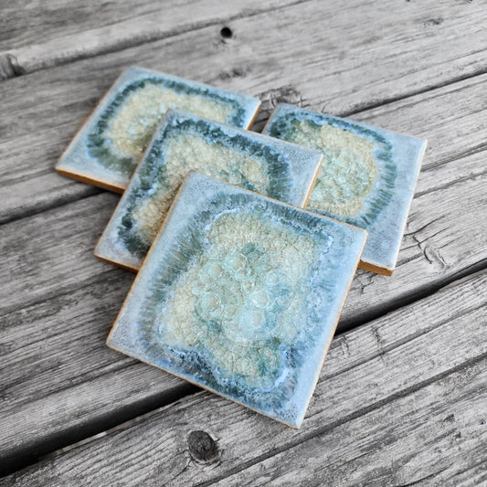 Pottery Geode Glass Coaster Set Of 4