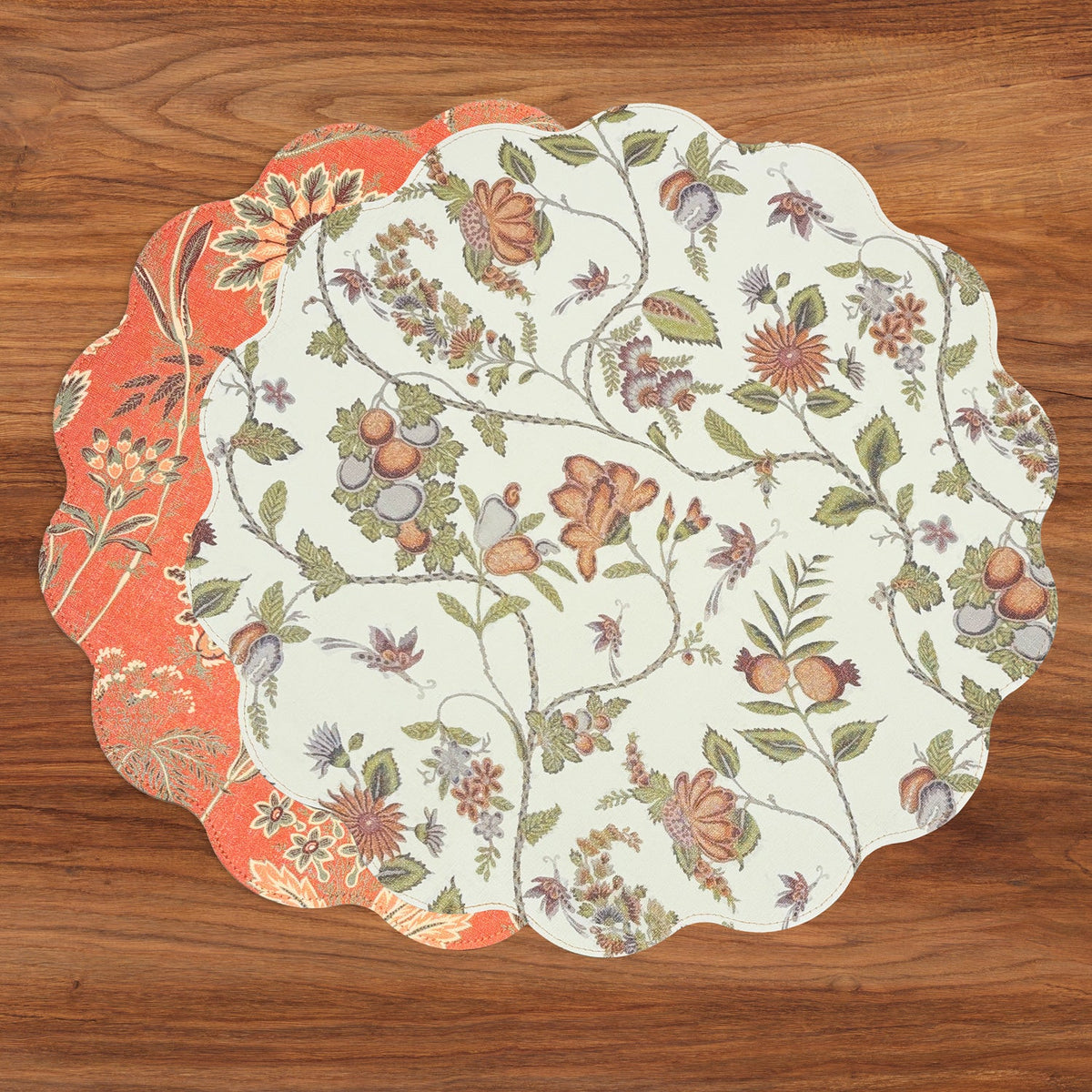 Vida Autumn and Branches Reversible Round Placemats Set of 4
