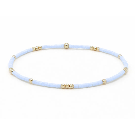 2mm Newport Blue Gray + Gold Filled Waterproof Bracelet