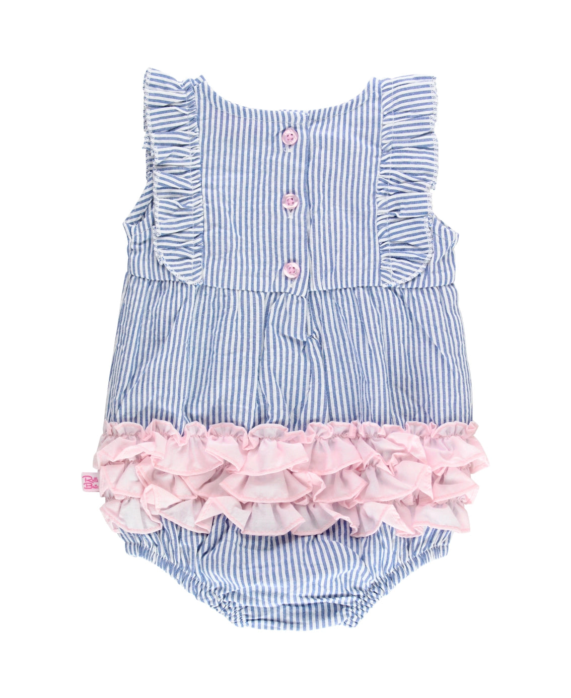 Classic Blue Seersucker Ruffle Romper