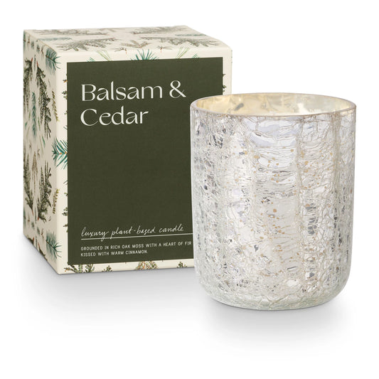 Illume Balsam & Cedar Small Boxed Crackle Glass Candle