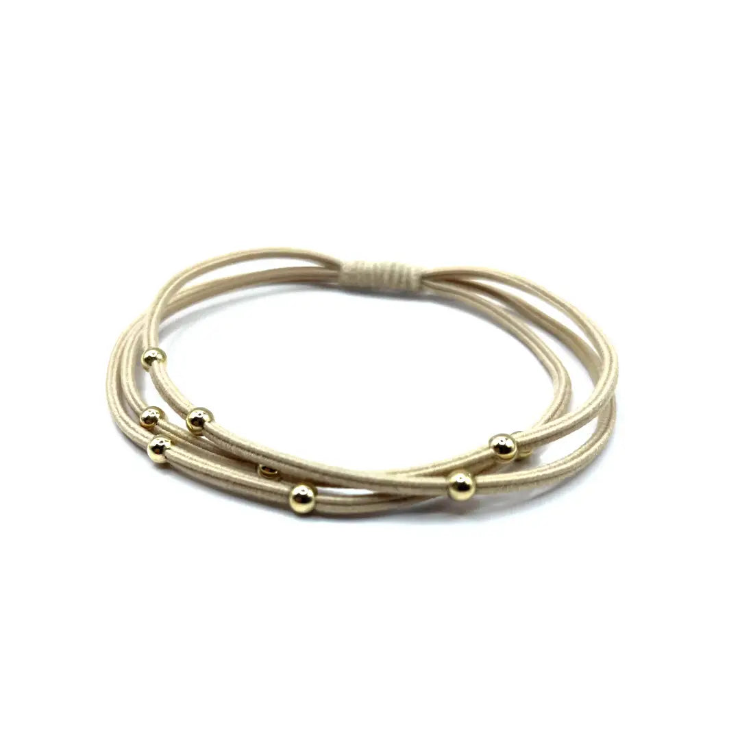 Single Water Pony 3mm Gold Waterproof Hair Band in Beige
