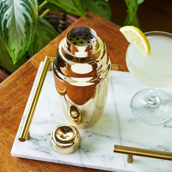 Belmont Gold-Plated Heavyweight Cocktail Shaker with Strainer