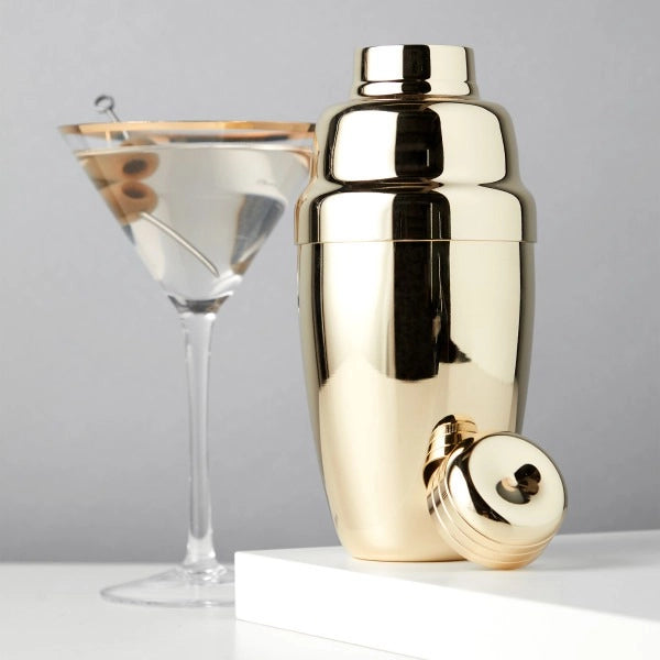 Belmont Gold-Plated Heavyweight Cocktail Shaker with Strainer