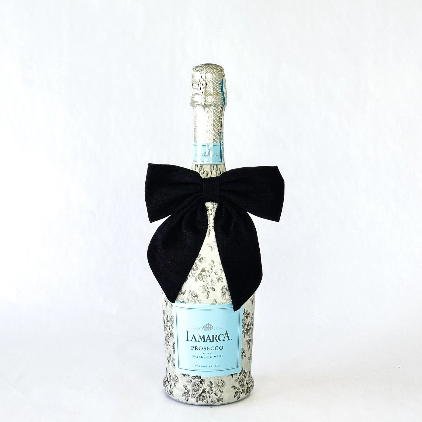 Beau Bottles Black Linen Bottle Bow