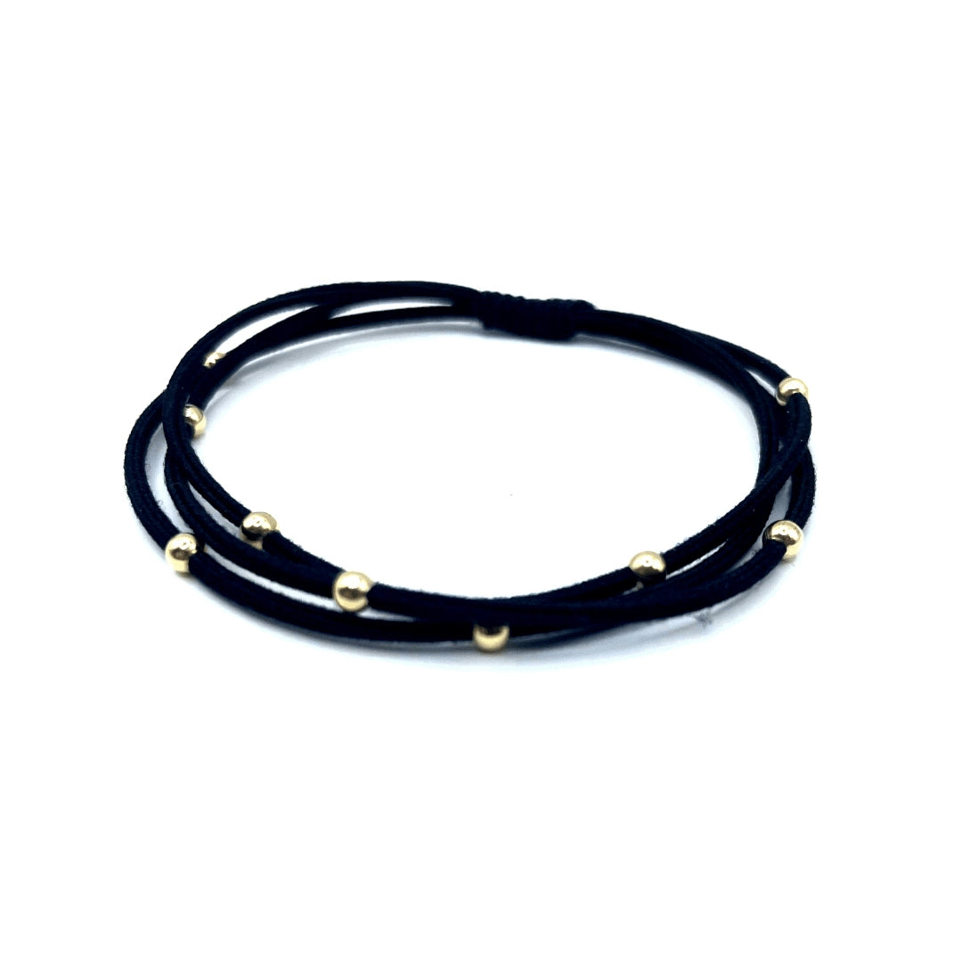 Single Water Pony 3mm Gold Waterproof Hair Band in Black