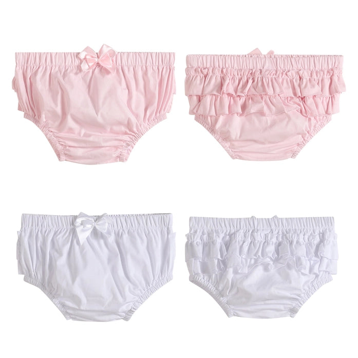 White and Pink Baby Bloomers Woven 2pc Set