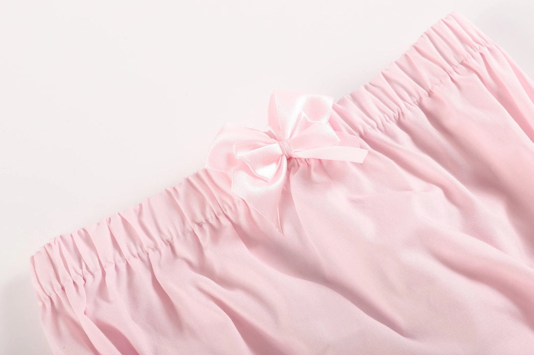 White and Pink Baby Bloomers Woven 2pc Set