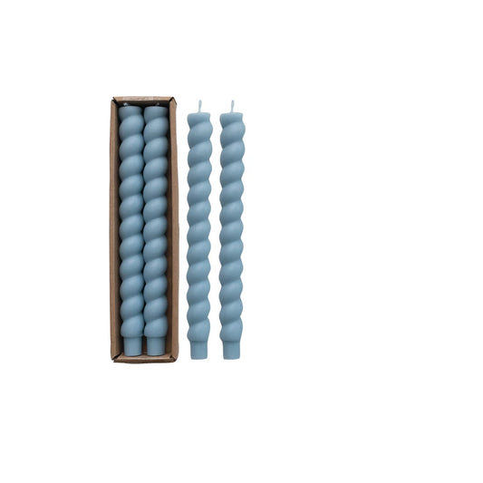 Blue Twisted Taper Candle Set Of 2