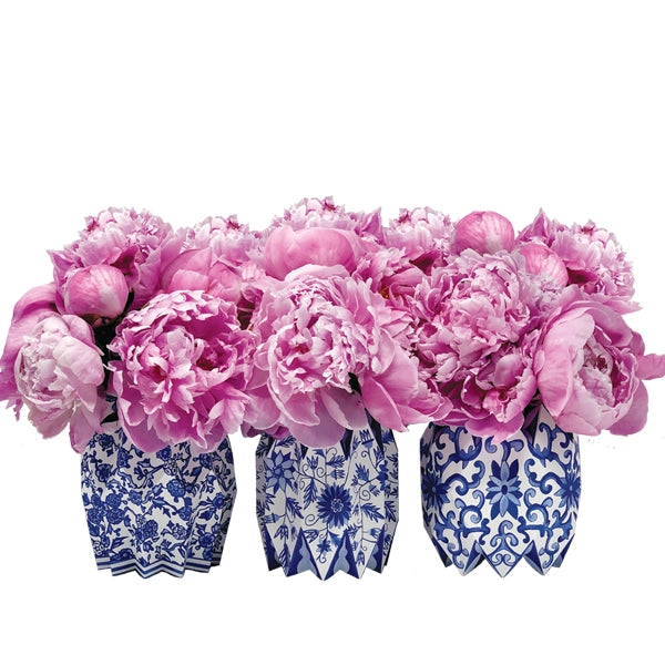 Blue Chinoiserie Paper Vase Wraps