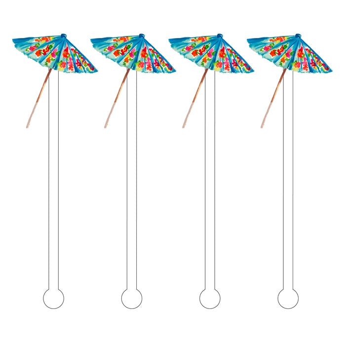 Blue Drink Umbrella Acrylic Stir Sticks