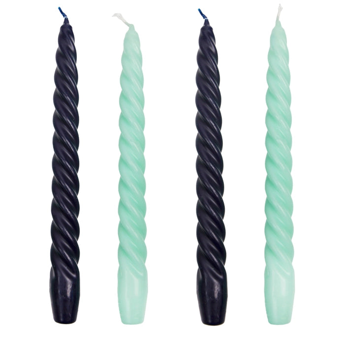 Blue Spiral Dinner Candles